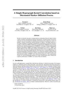A Simple Hypergraph Kernel Convolution based on Discounted Markov
  Diffusion Process