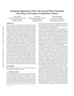 Imitating Opponent to Win: Adversarial Policy Imitation Learning in
  Two-player Competitive Games
