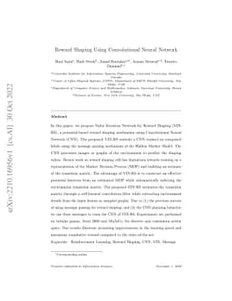 Reward Shaping Using Convolutional Neural Network