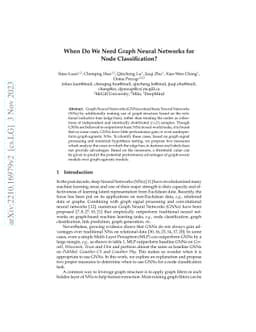 When Do We Need Graph Neural Networks for Node Classification?