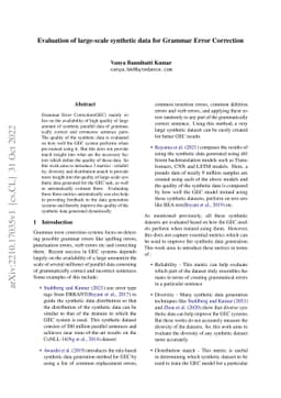 Evaluation of large-scale synthetic data for Grammar Error Correction