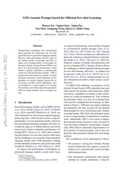 GPS: Genetic Prompt Search for Efficient Few-shot Learning