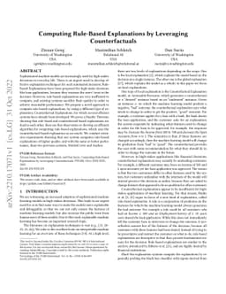 Computing Rule-Based Explanations by Leveraging Counterfactuals