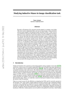 Studying inductive biases in image classification task