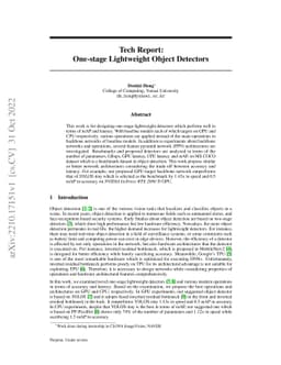 Tech Report: One-stage Lightweight Object Detectors