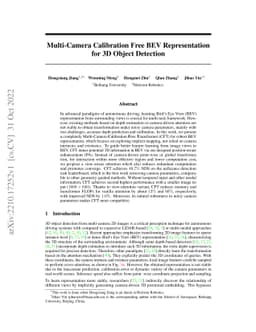 Multi-Camera Calibration Free BEV Representation for 3D Object Detection