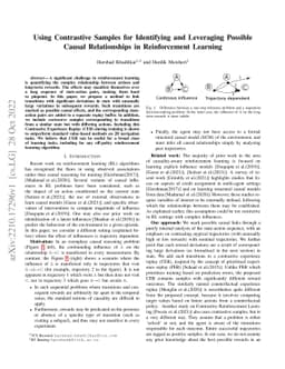 Using Contrastive Samples for Identifying and Leveraging Possible Causal
  Relationships in Reinforcement Learning