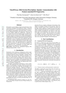 VoicePrivacy 2022 System Description: Speaker Anonymization with
  Feature-matched F0 Trajectories