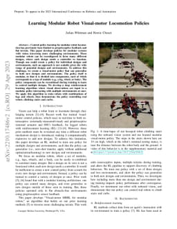 Learning Modular Robot Visual-motor Locomotion Policies
