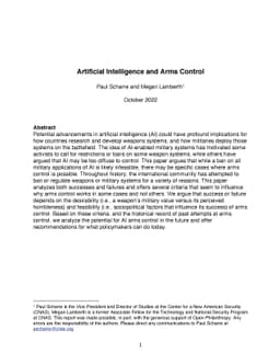 Artificial Intelligence and Arms Control