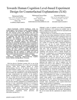 Towards Human Cognition Level-based Experiment Design for Counterfactual
  Explanations (XAI)
