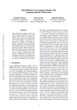 Data-Efficient Cross-Lingual Transfer with Language-Specific Subnetworks