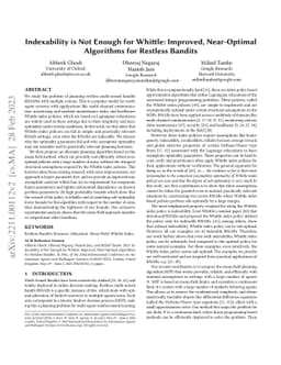 Indexability is Not Enough for Whittle: Improved, Near-Optimal
  Algorithms for Restless Bandits