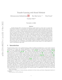 Transfer Learning with Kernel Methods