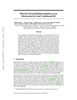 Discrete Factorial Representations as an Abstraction for Goal
  Conditioned Reinforcement Learning