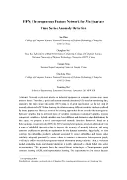 HFN: Heterogeneous Feature Network for Multivariate Time Series Anomaly
  Detection