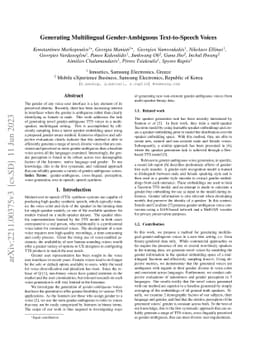 Generating Multilingual Gender-Ambiguous Text-to-Speech Voices