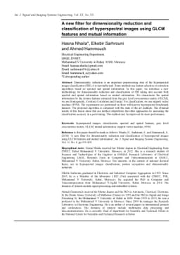 A new filter for dimensionality reduction and classification of
  hyperspectral images using GLCM features and mutual information