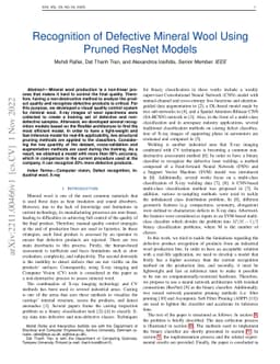 Recognition of Defective Mineral Wool Using Pruned ResNet Models