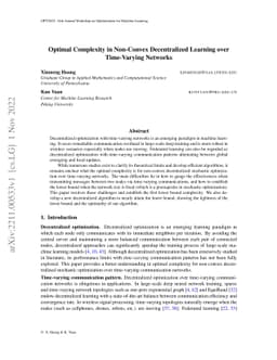 Optimal Complexity in Non-Convex Decentralized Learning over
  Time-Varying Networks