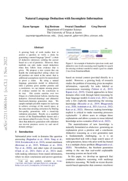 Natural Language Deduction with Incomplete Information