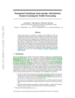 Transposed Variational Auto-encoder with Intrinsic Feature Learning for
  Traffic Forecasting