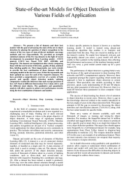 State-of-the-art Models for Object Detection in Various Fields of
  Application