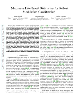 Maximum Likelihood Distillation for Robust Modulation Classification