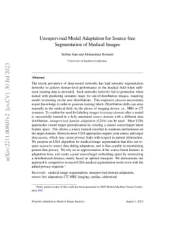 Unsupervised Model Adaptation for Source-free Segmentation of Medical
  Images