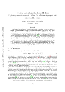 Gradient Descent and the Power Method: Exploiting their connection to
  find the leftmost eigen-pair and escape saddle points