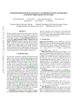 Certified Robustness of Quantum Classifiers against Adversarial Examples
  through Quantum Noise