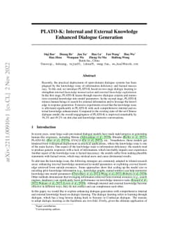PLATO-K: Internal and External Knowledge Enhanced Dialogue Generation