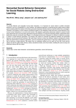Nonverbal Social Behavior Generation for Social Robots Using End-to-End
  Learning