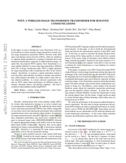 WITT: A Wireless Image Transmission Transformer for Semantic
  Communications