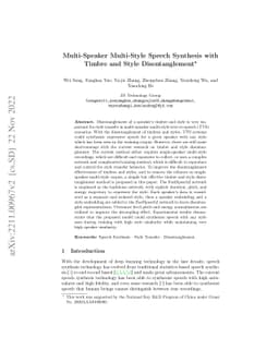 Multi-Speaker Multi-Style Speech Synthesis with Timbre and Style
  Disentanglement