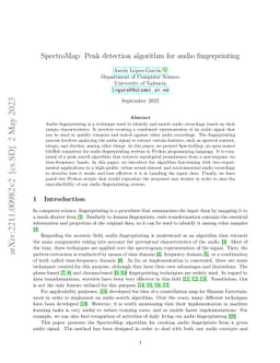 SpectroMap: Peak detection algorithm for audio fingerprinting
