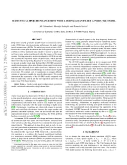 Audio-visual speech enhancement with a deep Kalman filter generative
  model