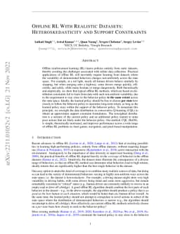 Offline RL With Realistic Datasets: Heteroskedasticity and Support
  Constraints