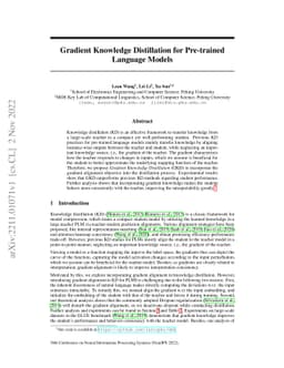 Gradient Knowledge Distillation for Pre-trained Language Models