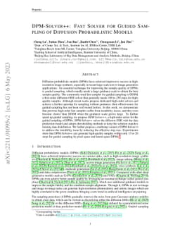 DPM-Solver++: Fast Solver for Guided Sampling of Diffusion Probabilistic
  Models