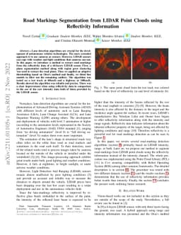 Road Markings Segmentation from LIDAR Point Clouds using Reflectivity Information