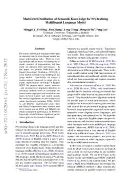 Multi-level Distillation of Semantic Knowledge for Pre-training
  Multilingual Language Model