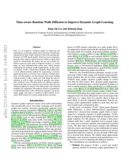 Time-aware Random Walk Diffusion to Improve Dynamic Graph Learning