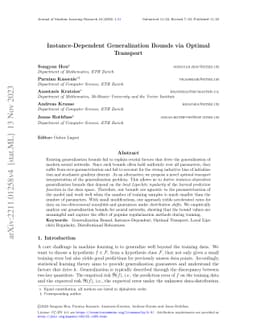 Instance-Dependent Generalization Bounds via Optimal Transport