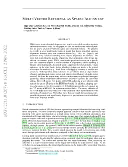 Multi-Vector Retrieval as Sparse Alignment