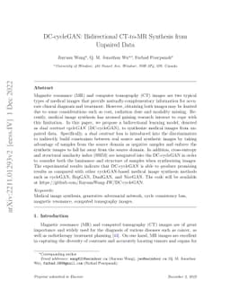 DC-cycleGAN: Bidirectional CT-to-MR Synthesis from Unpaired Data
