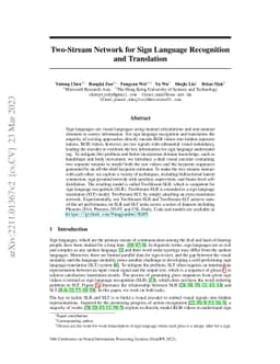 Two-Stream Network for Sign Language Recognition and Translation