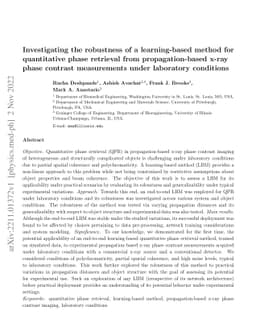 Investigating the robustness of a learning-based method for quantitative
  phase retrieval from propagation-based x-ray phase contrast measurements
  under laboratory conditions