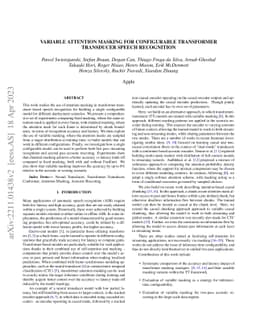 Variable Attention Masking for Configurable Transformer Transducer
  Speech Recognition