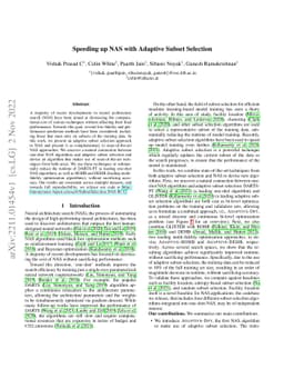 Speeding up NAS with Adaptive Subset Selection